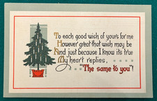1913 Merry Christmas Tree Poem Greeting Card Vintage Early 1910s Postcard, picture