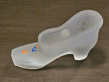 Vintage Westmoreland Glass White Satin Shoe Slipper Hand Painted Flowers 4.5