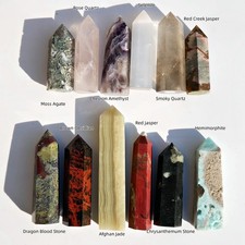 12Pcs A Set Of Natural Quartz Crystal Jasper Point Tower Polished Healing Decor picture