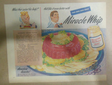 Kraft Foods Ad: Miracle Whip Cranberry Crown Recipe 1950's Size: 7 x 10 inches picture