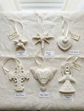 Vintage Margaret Furlong White Bisque Porcelain Shell Ornaments Set of 6 picture