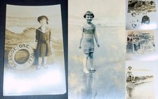 Antique AZO RPPC Real Photo Postcards Lot 6 Children Family c1910s-20s Photos picture