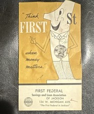 Vintage First Federal Savings & Loan Jackson Michigan Coin Saver Folder 1950-60s picture