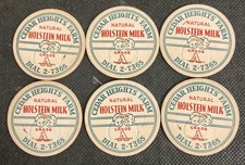 Cedar Heights Farm 1940's Milk Bottle Cap Set of 6, Cedar Rapids, Iowa picture