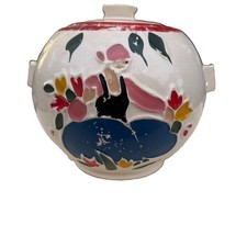 Vintage 1940s McCoy Dutch Boy Cookie Jar w/Lid 8” Pottery AS IS Cracked. A59 picture