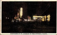 St Catherine Street West Montreal Canada Nighttime WB Cancel 2c Black Postcard picture