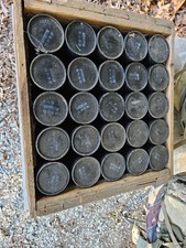 WWII US Hand Grenade 25 Empty Containers AN-M-14 TH Incendiary & Wooden Crate picture