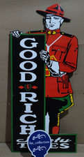 Goodrich Safety Tires Porcelain Enamel Sign  33  x 15 Inches 1 Sided picture