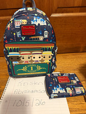 Loungefly Disney Parks Mini Backpack with Zip Wallet, Blue/Multicolor picture