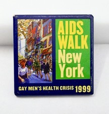 Vintage 1999 AIDS Walk New York Pinback Button GMHC Gay Men's Health Crisis picture
