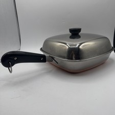Revere Ware USA Small Square Copper Bottom Pot Fry Pan Skillet Bacon Clean picture