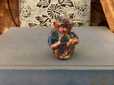 Vintage Les Bernard Cloisonné Monkey in Hawaiian Shirt Eating Fruit Very Worn picture