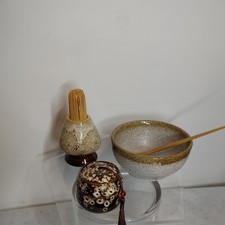 Japanese Tea Utensils Natsume Set with Brush, Resin Natsume, Used Condition picture