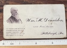 1870’s Masonic Business Calling Card Pittsburgh PA William H. Denniston Mason picture