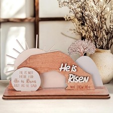 Blulu Empty Tomb Easter Scene and Christian Decoration Wooden Easter Resurrec... picture