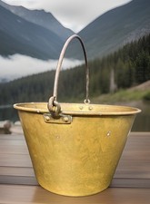 American Brass Pale Number Four Heavy Duty Antique Brass Bucket With Bail Handle picture