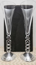 Vintage Cristal D'Arques Millennium 2000 Champagne Flutes, France Lead Crystal picture