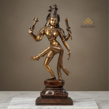 Brass Ardhanarishvara Idol 12.5” | Shiva Parvati Statue | Hindu God Murti Home picture