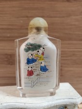 Vintage Chinese Reverse Painted Snuff Bottle Double Sided - One Hundred Sons picture