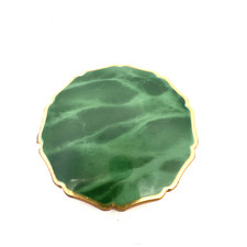 Antique Stratton England Gold Tone Enamel Marbled Jade Powder Mirrored Compact picture