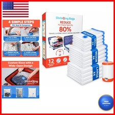 ShrinQing 12PCS Vacuum Storage Bags with Rechargeable Electric Pump, 3 Sizes picture