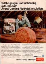 Owens-Corning Fiberglas Insulation Vintage Magazine Print Ad 1970s Pink Attic picture