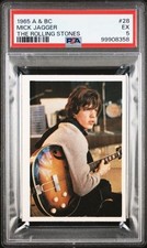 1965 A &BC GUM CARD #28 ROLLING STONES MICK JAGGER ROOKIE CARD GRADED PSA 5 picture