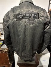 Vintage Harley Davidson Black Coated Nylon Jacket Mens Small 2003 Rare Vtg EUC picture