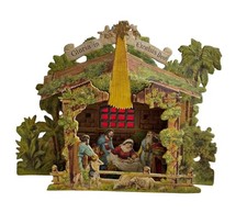Antique Christmas Nativity Scene Folding Cardboard Crib, 1930 (1 Pc) #17793 picture
