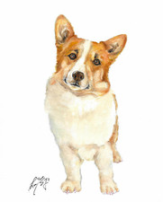 ✤ ORIGINAL Oil Portrait Painting WELSH CORGI PEMBROKE Dog Artist Signed Artwork picture