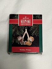 1992 Hallmark Keepsake Ornament - Holiday Wishes - Two Kittens On Wishbone picture