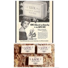 Vtg 1950s LUX Toilet Soap 3 FULL SIZE BARS Hollywood Stars NOS picture