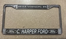 VTG C. Harper Ford Dealer License Plate Frame Belle Vernon Pennsylvania picture