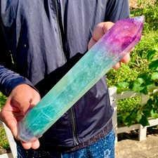 2.4LB   Natural unique colored fluorite pillar quartz crystal sample picture