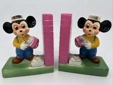 Walt Disney Productions Mickey Mouse Bookends Bricklayer Mason WD-19 RARE picture