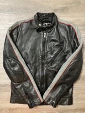 Vtg 70s AMF Harley Davidson Leather Jacket 40 Black Gray Cafe Racer Biker Moto picture