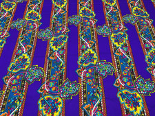 Vintage Fabric 60s Psychedelic Hawaiian Textiles THC Hippie Paisley 47x44in picture