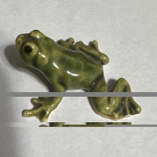 Green Glazed Porcelain Frog Figurine Reptile Species Frog Collectible picture