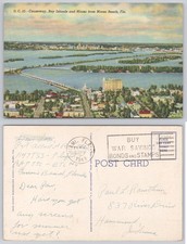 1943 Miami Beach Causeway Bay Islands Florida Curteich Colortone Postcard picture