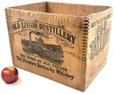GREAT🔥1913 Old E.H. Taylor Kentucky Whiskey Crate Prohibition Wood Box Antique picture