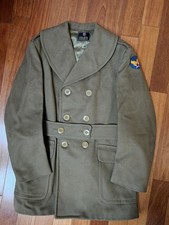 Vintage WW2 US Air Force Officer Overcoat Mackinaw Jacket Coat Air Corps picture