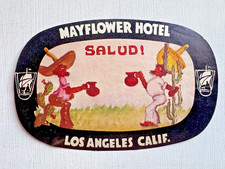 1940-50's Salud The Mayflower Hotel Los Angeles Luggage Label picture