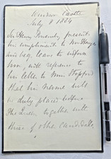 Major General Sir Henry Ponsonby,  Royal Court Official, Handwritten Letter 1884 picture
