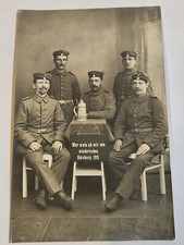 1915 era RPPC Photo Postcard of 5 Men In Uniform - Very Clean picture