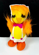 NOS Vintage Japan Felt Flocked Styrofoam Easter Spring Chick Hen White Hat Dress picture