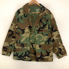 US Army M65 Woodland Camo Cold Weather Field Coat Mens M Military Jacket picture