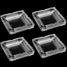 4 Pack 7X7 Inches Square Glass Ashtray, Luxury Glass Ashtray for Cigarettes picture