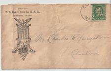 Civil War GAR, E.D. Baker Post 64, Clinton MA Illustrated Cover 1c Franklin  picture