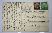 RARE WW2 German Third Reich Postcard A. Bethe (Father to Hans) to Jewish Dr. USA picture