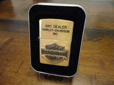 HARLEY DAVIDSON SALESMAN SAMPLE BRASS ZIPPO LIGHTER NEAR MINT IN BOX 1998 PATINA picture
